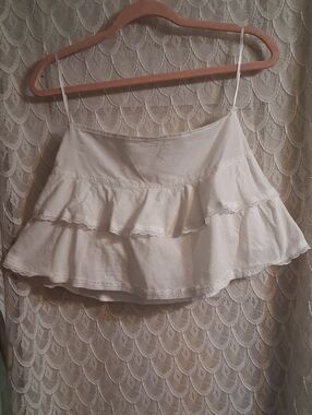 White Tiered Ruffle Mini Skirt